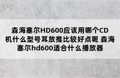 森海塞尔HD600应该用哪个CD机什么型号耳放推比较好点呢 森海塞尔hd600适合什么播放器